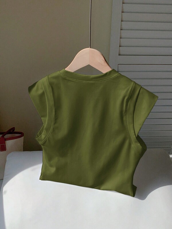 Women's round neck short sleeve solid color simple casual loose and comfortable T-shirt