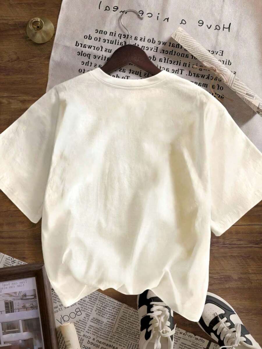 Women's new casual and cute pattern loose and versatile round neck short-sleeved T-shirt, fashionable daily top, suitable for daily and holiday wear in summer Women's new casual and cute pattern loose and versatile round neck short-sleeved T-shirt, fashionable daily top, suitable for daily and holiday wear in summer