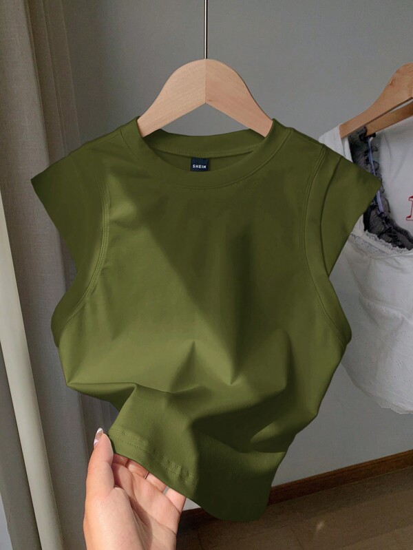 Women's round neck short sleeve solid color simple casual loose and comfortable T-shirt