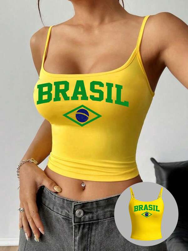 Women's Brazilian pattern yellow casual sexy bodysuit top for summer