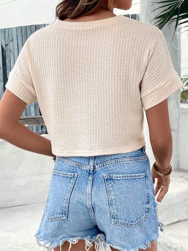 Spring solid color bat sleeve short T-shirt